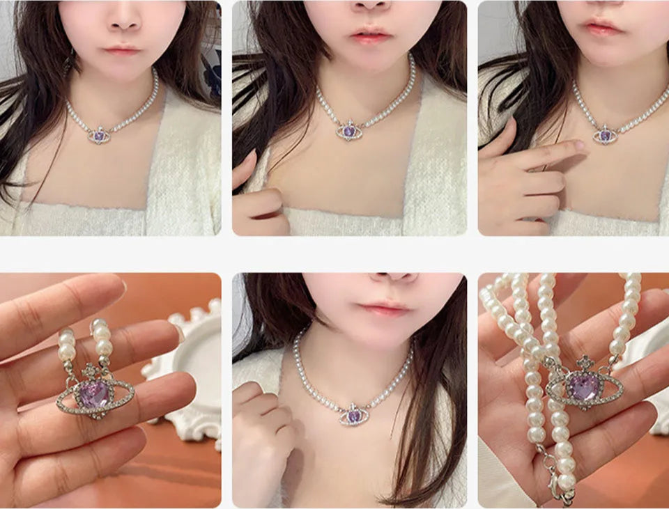 Pearly Alien Space Ship Necklace | Dolce Eleganza™